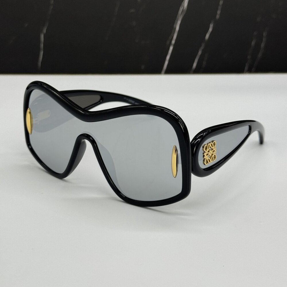 NEW LOEWE LW40131I 01C, SILVER BLACK UNISEX SUNGLASSES LOEWE